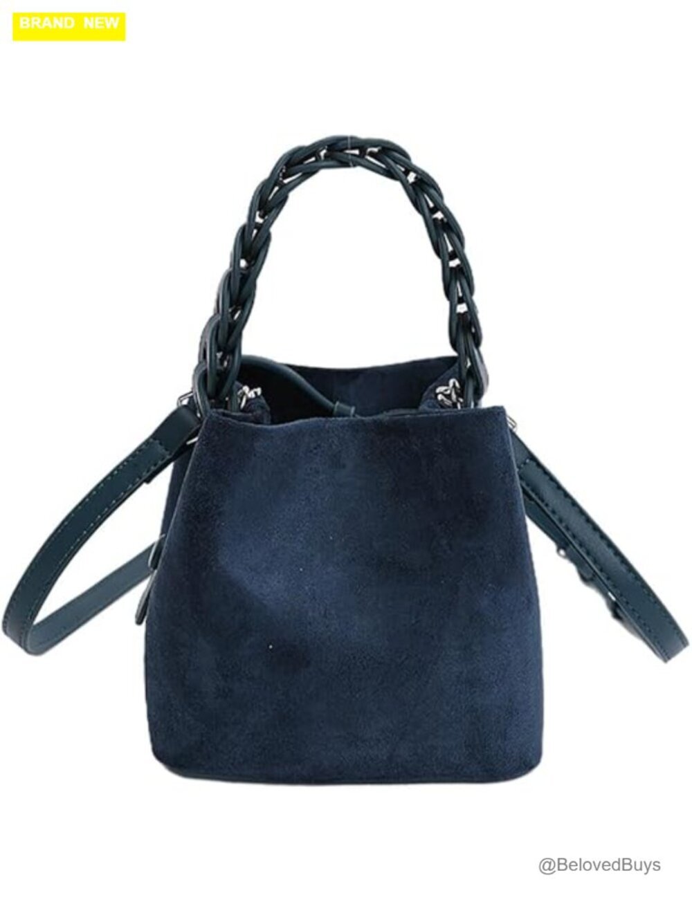 Mini Faux Suede Bucket Bag Hobo Tote Handbag Crossbody Shoulder Purse